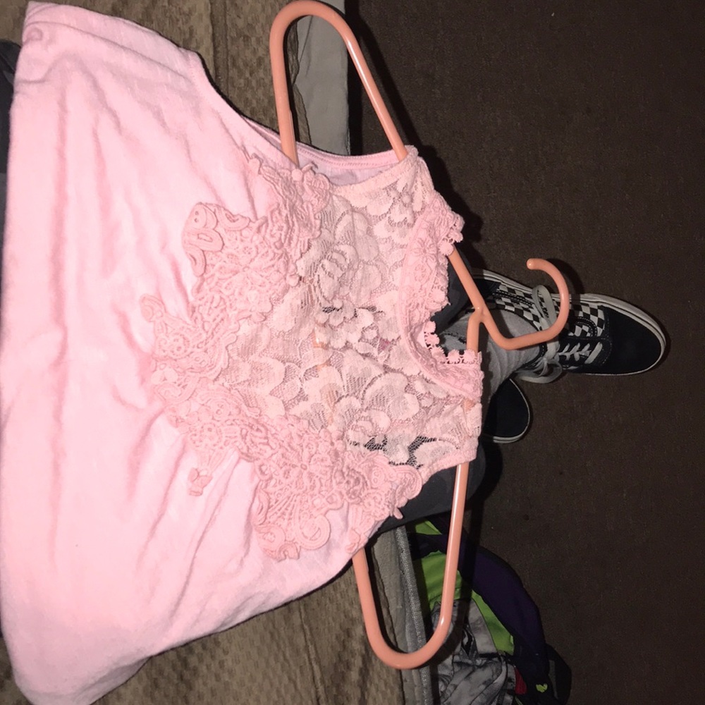 Pink crewneck, warn once